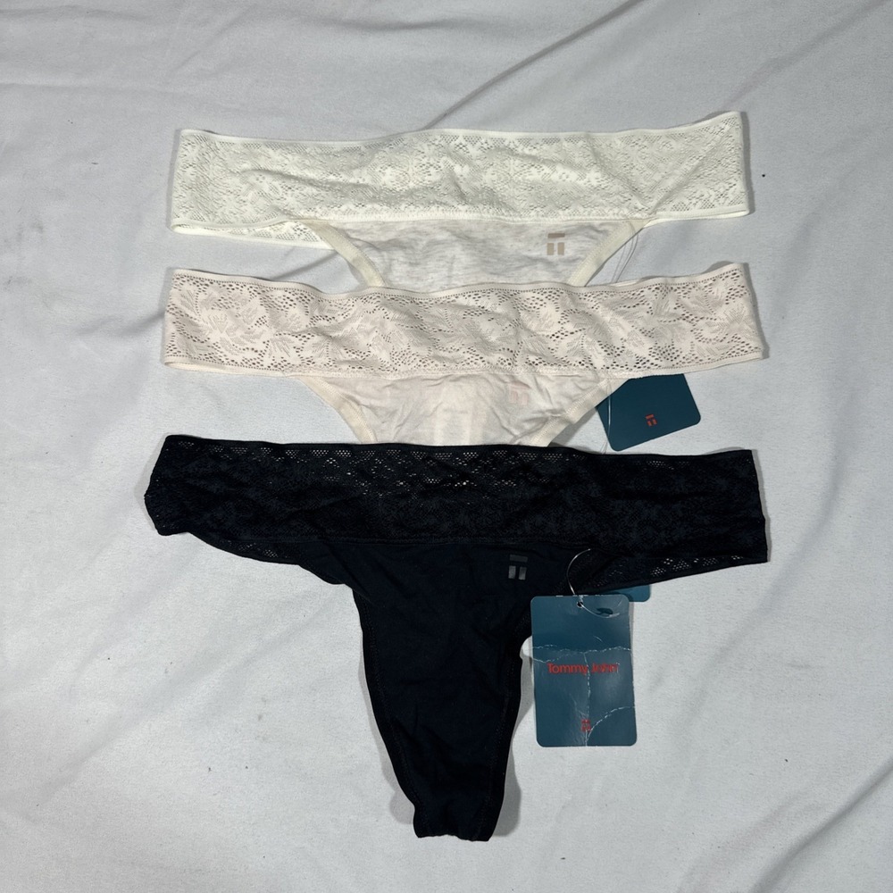 NWT $60 Tommy John [ Women's 3PC XS ] Lace‎ Waist Cool Cotton Thong U1805